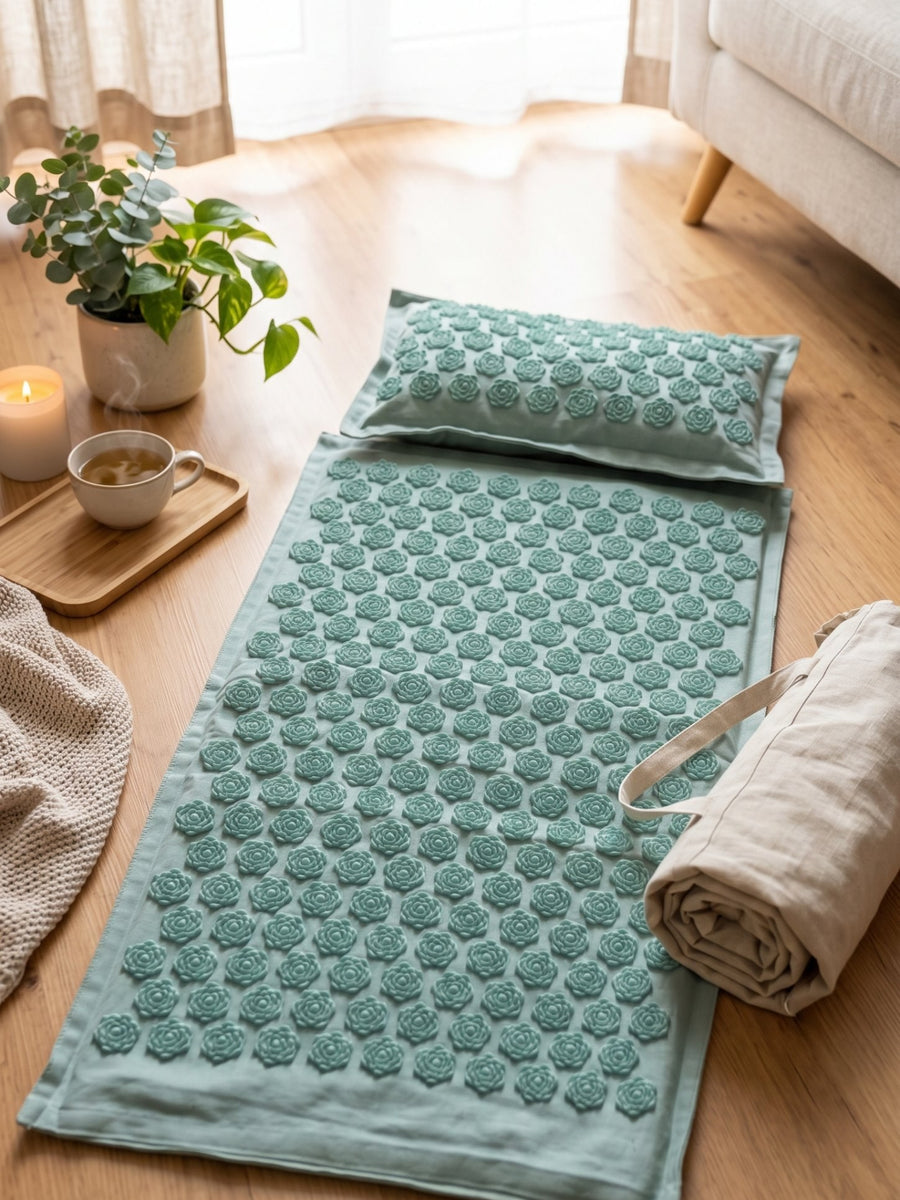 Le set Kalma vert eucalyptus install&eacute; dans un salon